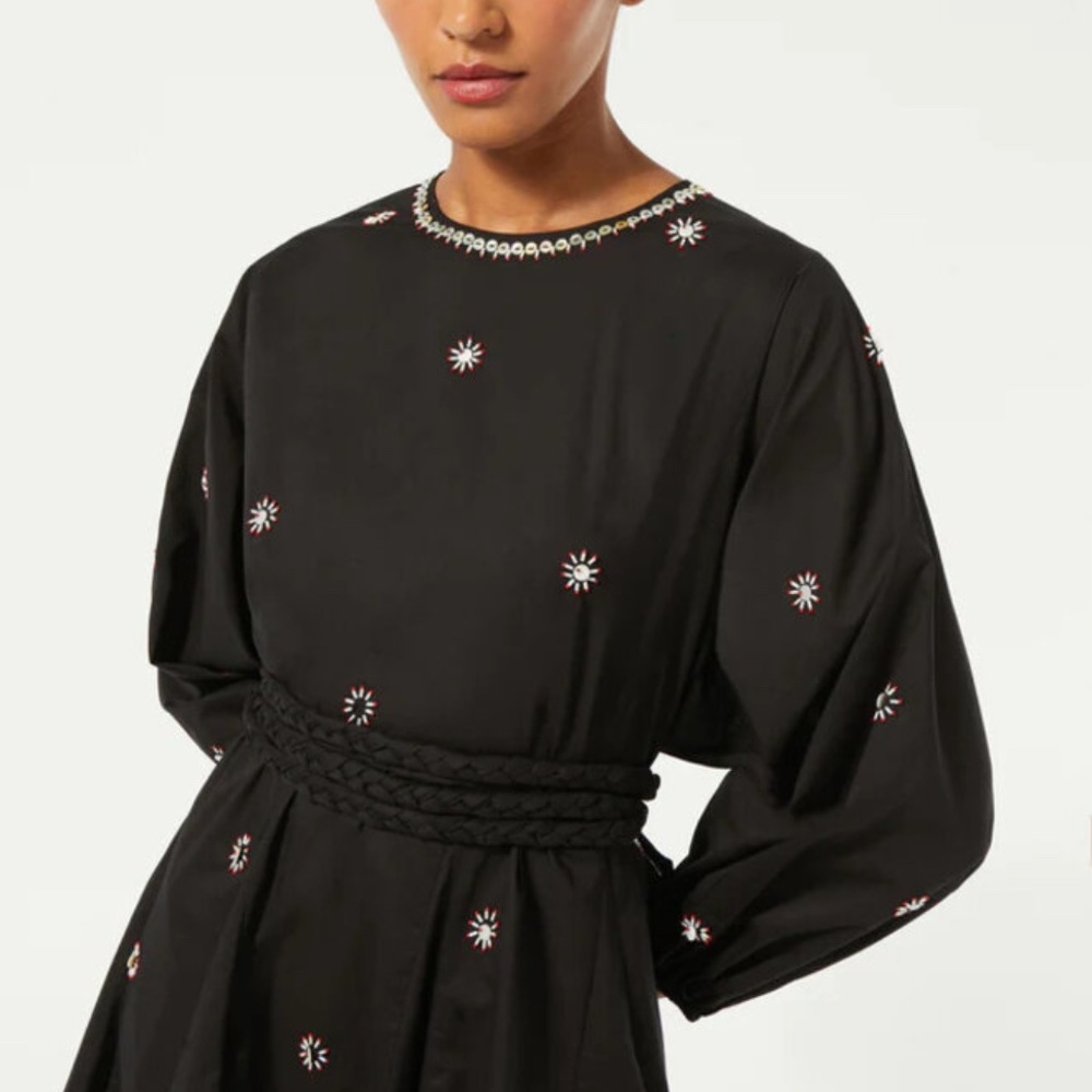 NWT RHODE Ella dress beaded Marseille Applique in black